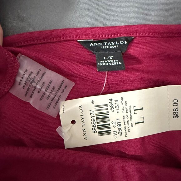 Ann Taylor Dress Women's Large Tall One-Shoulder Midi Elastic Waist Asymmetrical - Picture 7 of 11